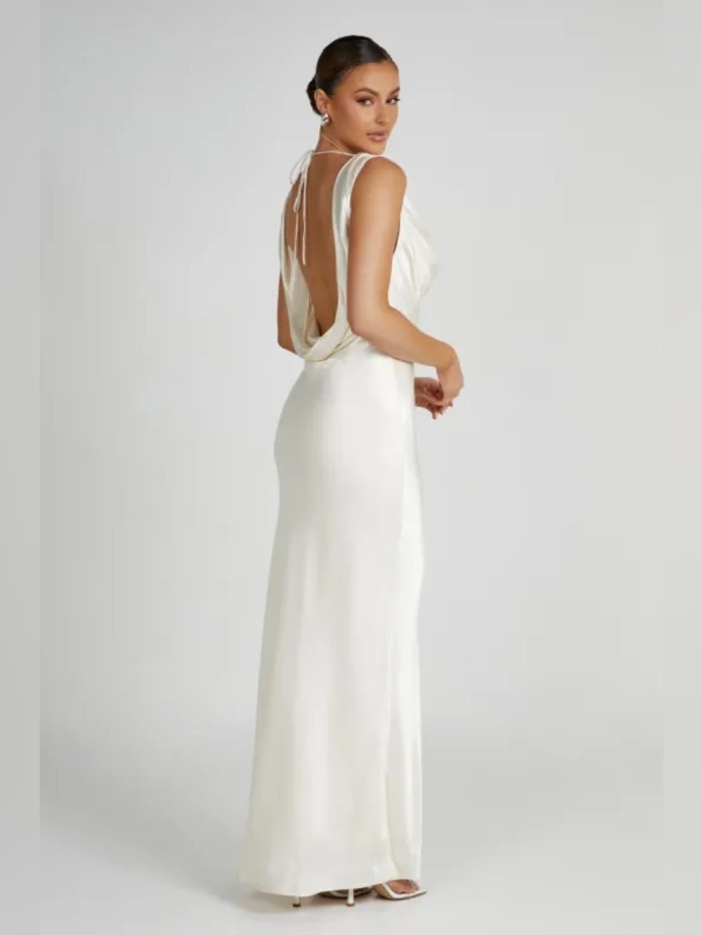 Angelique Satin Cowl Back Maci Dress - Meshki